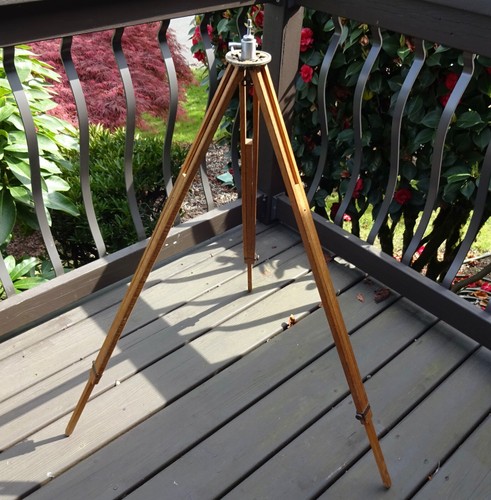Antique Vtg Camera Telescoping Wooden Tripod w/Tiltrite Ball Head Tilt Tilter
