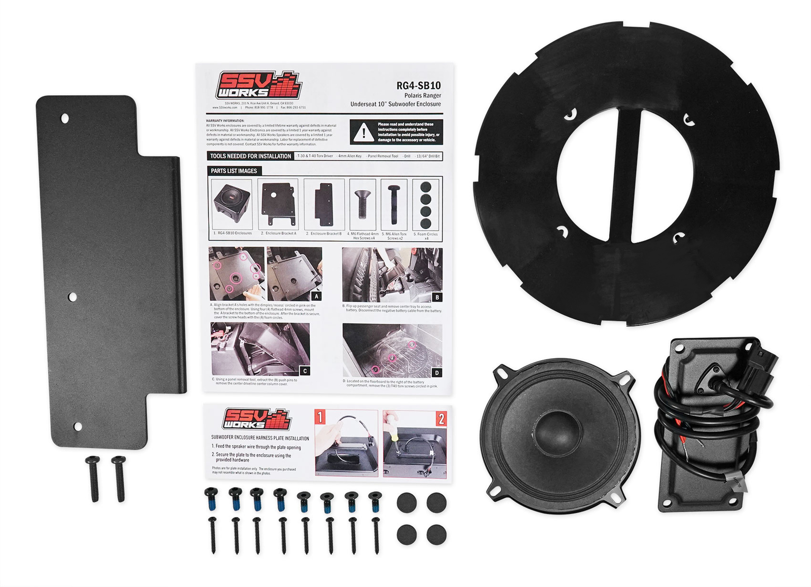 Корпус сабвуфера SSV Under Seat 10 для Polaris Ranger XP1000 2018 года выпуска