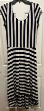 Gap Sz. L Asymmetrical Maxi Dress Navy/White Stripe Scoop Neck RN54023