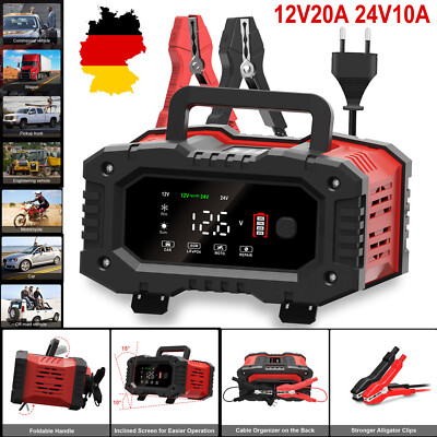 12V 20A 24V 10A Auto Intelligentes Batterie Ladegerät LiFePO4 Lithium AGM GEL