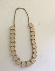 Vintage Off White Glass Crystal 1/2" Bezel and Gold Tone 18" Link Chain Necklace — photo 2