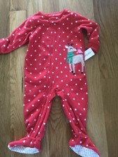 NEW CARTERS GIRLS HOLIDAY ONE PIECE FOOTED PAJAMAS NWT SIZE 12 MTHS, 18 MTHS