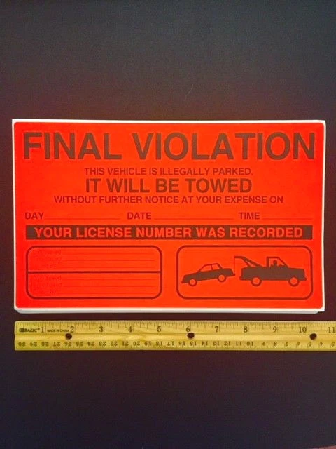 PRIME RPP BEST!! PACK OF 10 ⭐AUTHENTIC⭐ FINAL WARNING VIOLATION NO PARKING TOWING STICKERS