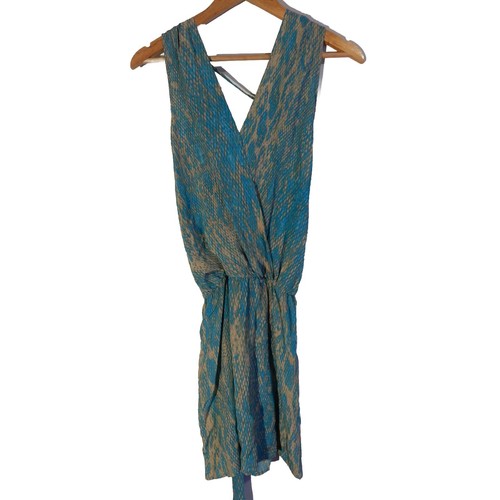 Karina Grimaldi XS Azalea Silk Snake Skin print Dress Beige turquoise RRP$400 - Picture 2 of 9