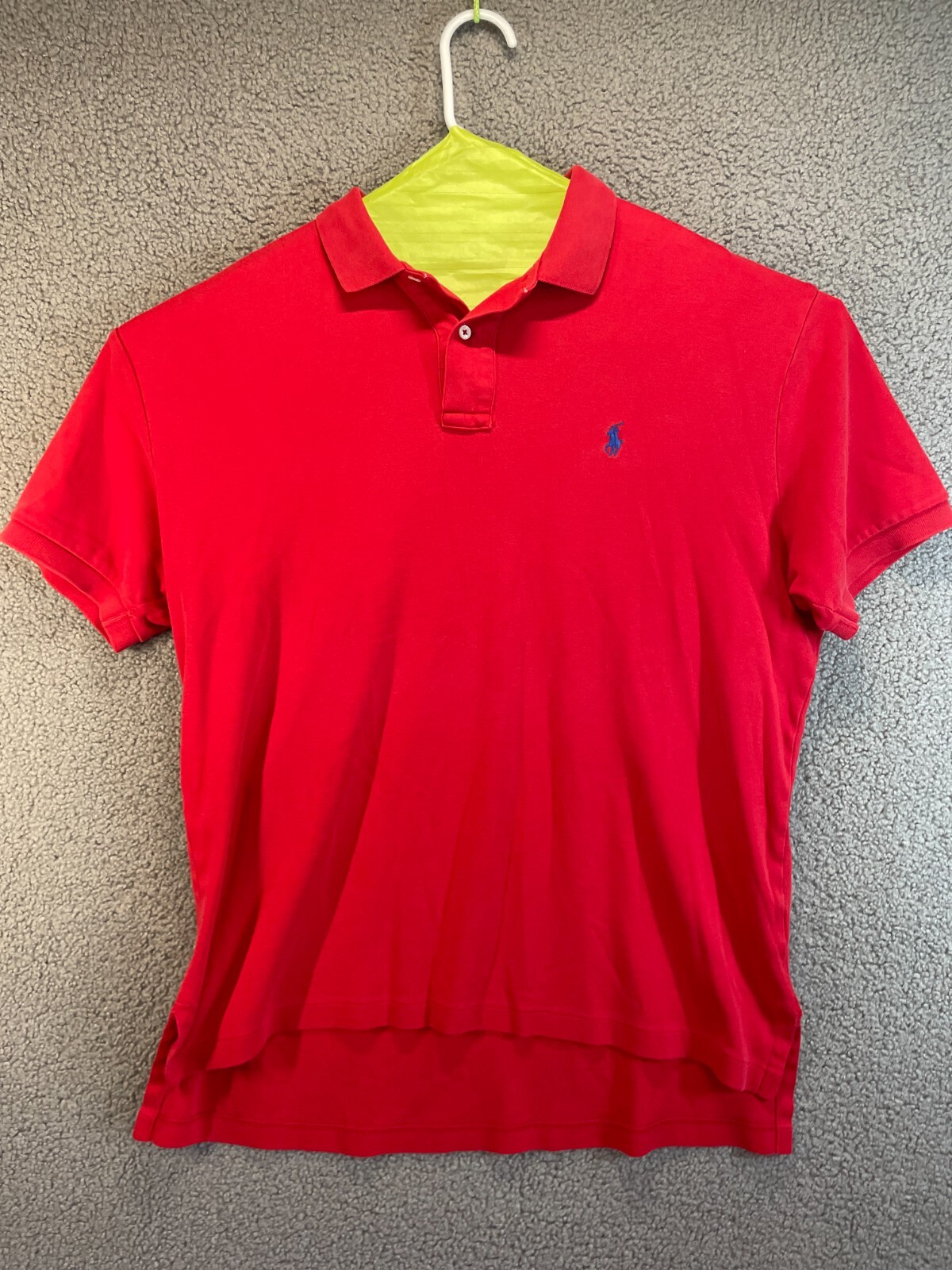 Polo Ralph Lauren Flesh Pony Camicia Uomo Grande Pima Rosso Manica Corta Preppy