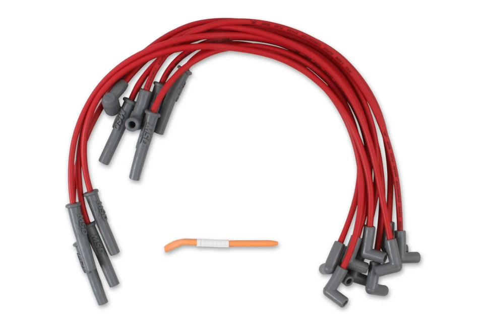 Juego de cables rojos de bujía MSD Super Conductor para Ford Small Block 302 351W SBF Foto 2 de 4