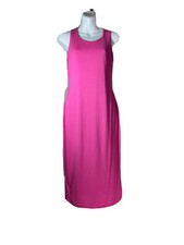 Venus Women’s Sz M Maxi Dress Hot Pink Stretch Lace Back Fitted Split Sides