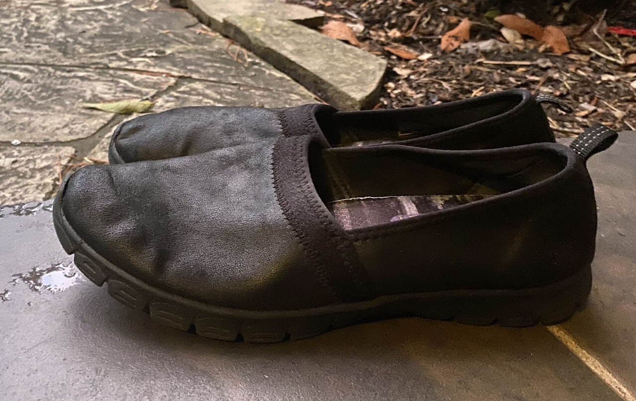 Skechers Air Cooled Memory Foam Black Slip-On Stretch Flex Sneakers Size 9.5