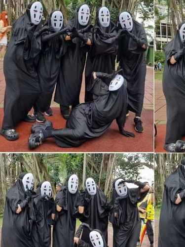 Spirited Away No Face Man Cosplay Costume Halloween Masks Book Week Party Outfit - Picture 7 of 21