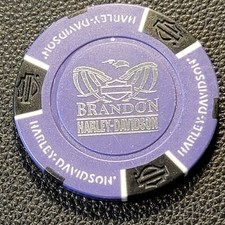 BRANDON HD ~ FLORIDA (Purple/Black design 2) Harley Davidson Poker Chip CLOSED
