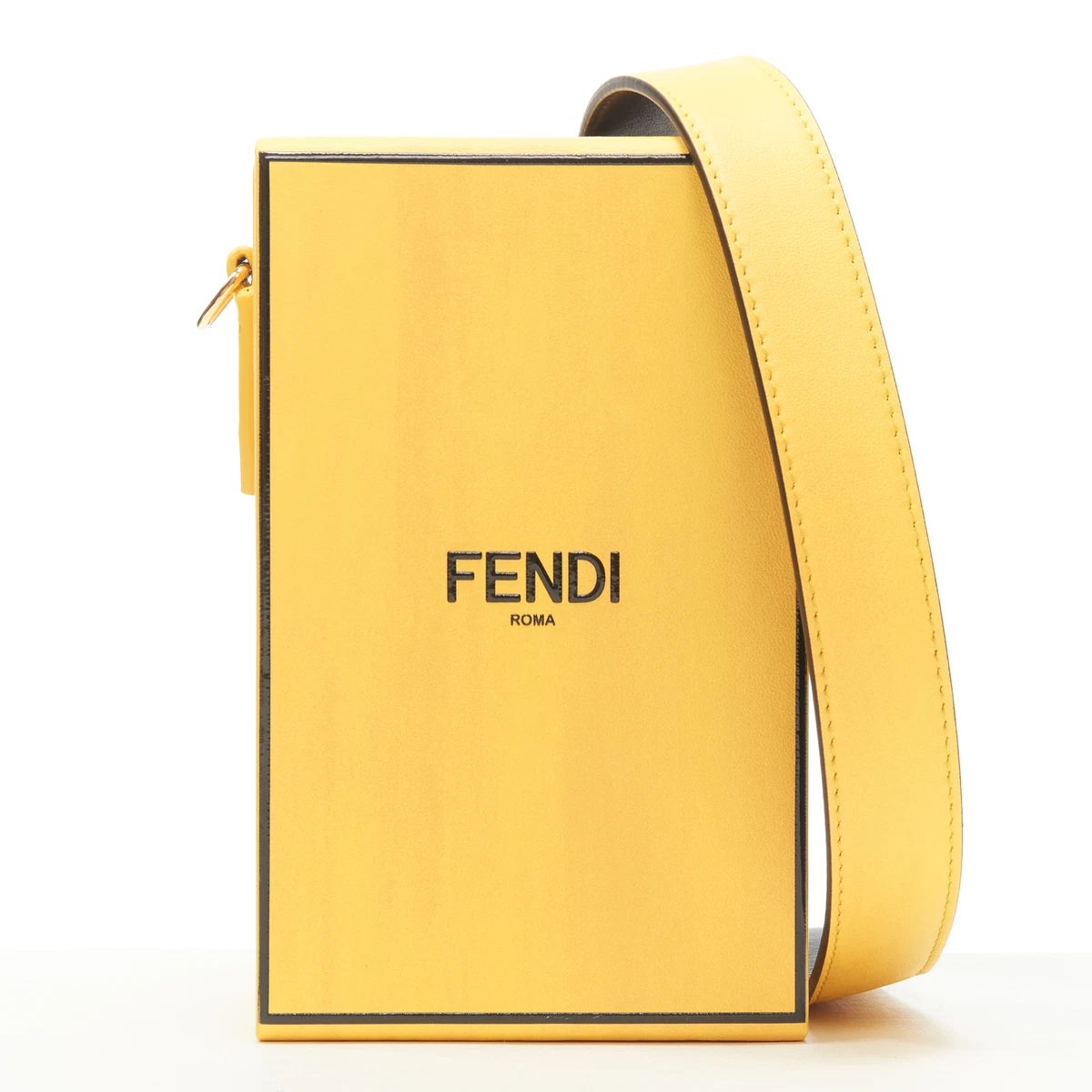 FENDI Vertical Box signature yellow black crossbody structured bag | eBay