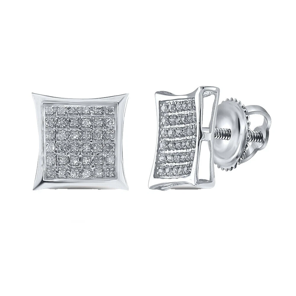 Sterling Silver Diamond Earrings for Men