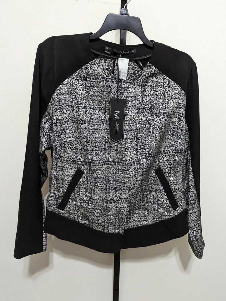 Chaqueta para mujer Mynt 1792 Plus negra talla grande 4X Nordstrom Bomber cremallera $198 Foto 2 de 4