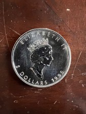 1995 Canadian Maple Leaf 5 Dollar .9999 Fine Silver
