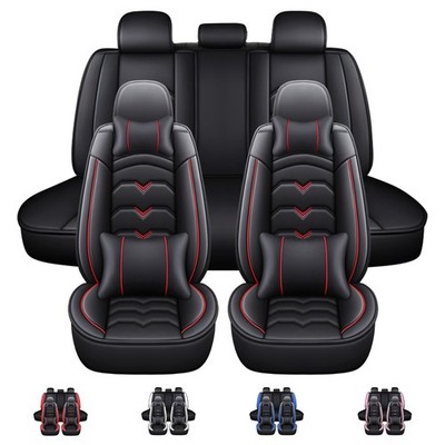 5 Seat Full Set Car Seat Covers Luxury Leather Universal Front Rear Back Cushion