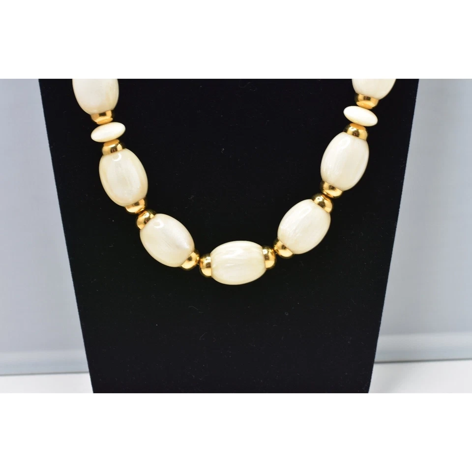 Collar NAPIER Oro y Perla Marfil Baquelita Cuentas Distintivo Foto 4 de 4