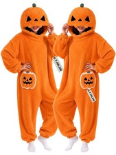 Halloween Pumpkin One Piece Pajamas Character Lounge Costume Adult Plush Blanket