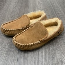 LL Bean Wicked Good Suede  Lamb Fur Slipper Venetian Style Men  s 8 Tan TRIED ON