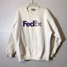 Vintage 90s FedEx Spellout White Mens XL Lee Ultraweight Sweatshirt Purple Gray