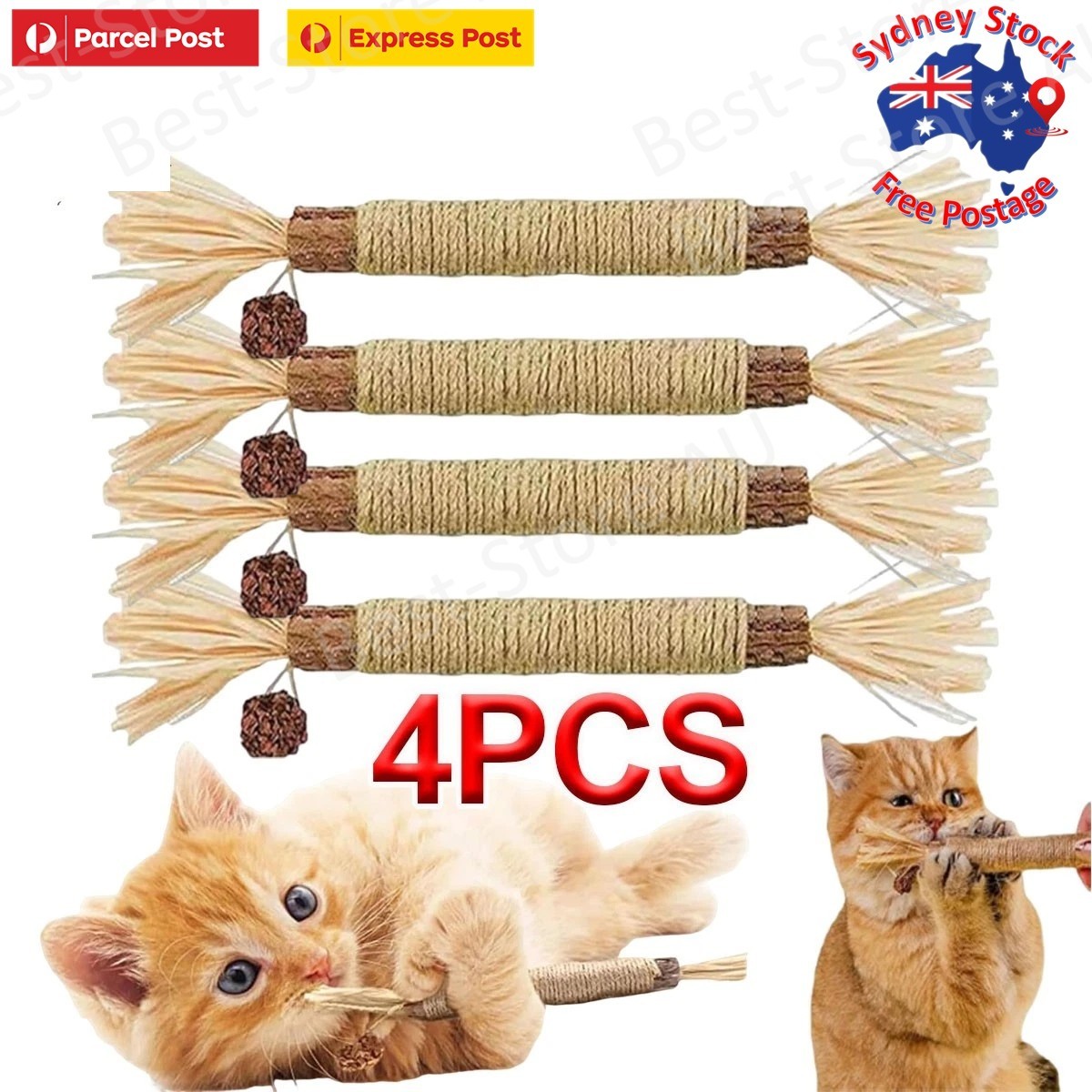 4Pcs Natural Silvervine Dental Sticks For Cats,Dental Care and Stress Relief  AU