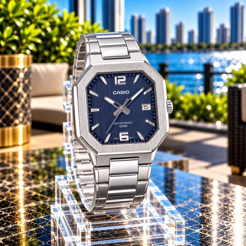 CASIO MTP-B195D-2AVDF MENS METAL SILVER ANALOGUE BLUE SILVER DIAL WATCH *NEW*