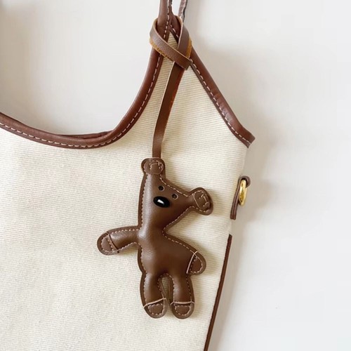 Cartoon Bear Bag Pendant PU Leather Bag Charm Keychain Bag Charms Decorations - Picture 3 of 9