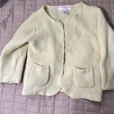 Janie and Jack Light Green Embroidered Flamingo Cardigan Sz12-18months Cute Chic