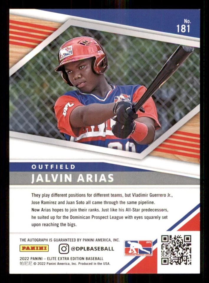 2022 Elite Extra Edition Signatures #181 Jalvin Arias - Image 2 of 2
