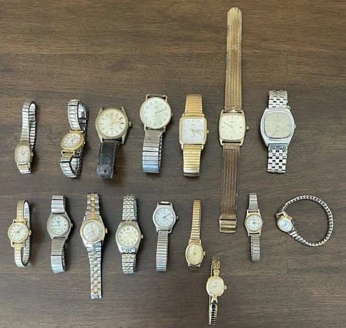 Vintage Men’s & Ladies Watch Estate Lot of 16, Timex, Sharp, Carriage…