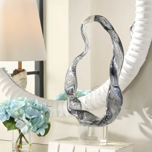 Uttermost 18242 Luminous Twist 20" Tall Crystal and Glass - Transparent Glass / - Picture 6 of 6