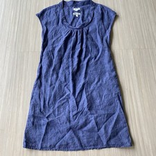 Malvin Women Linen Blue Chambray Scoopneck Shirt Dress Size Small Tropical City