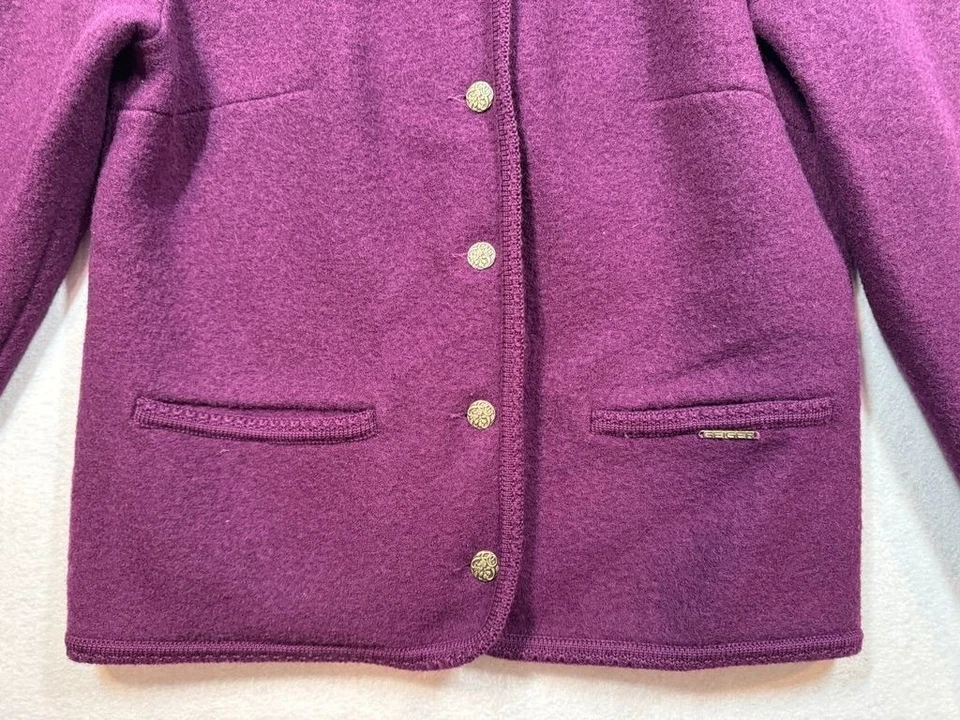 Geiger Collections Cardigan Sweater Purple Wool Old Money Preppy Womens 42 Large - Image 4 of 4