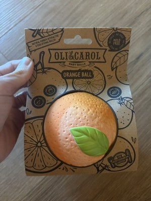 Oli & Carol Orange Baby Ball Natural Rubber Toy NEW