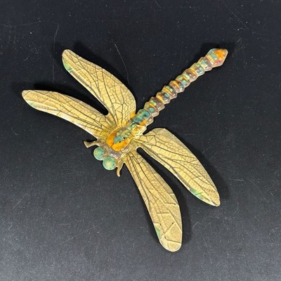 Metal DRAGONFLY Wall Art Ornament Hand Painted Whimsical Home Decor 9in x 7in