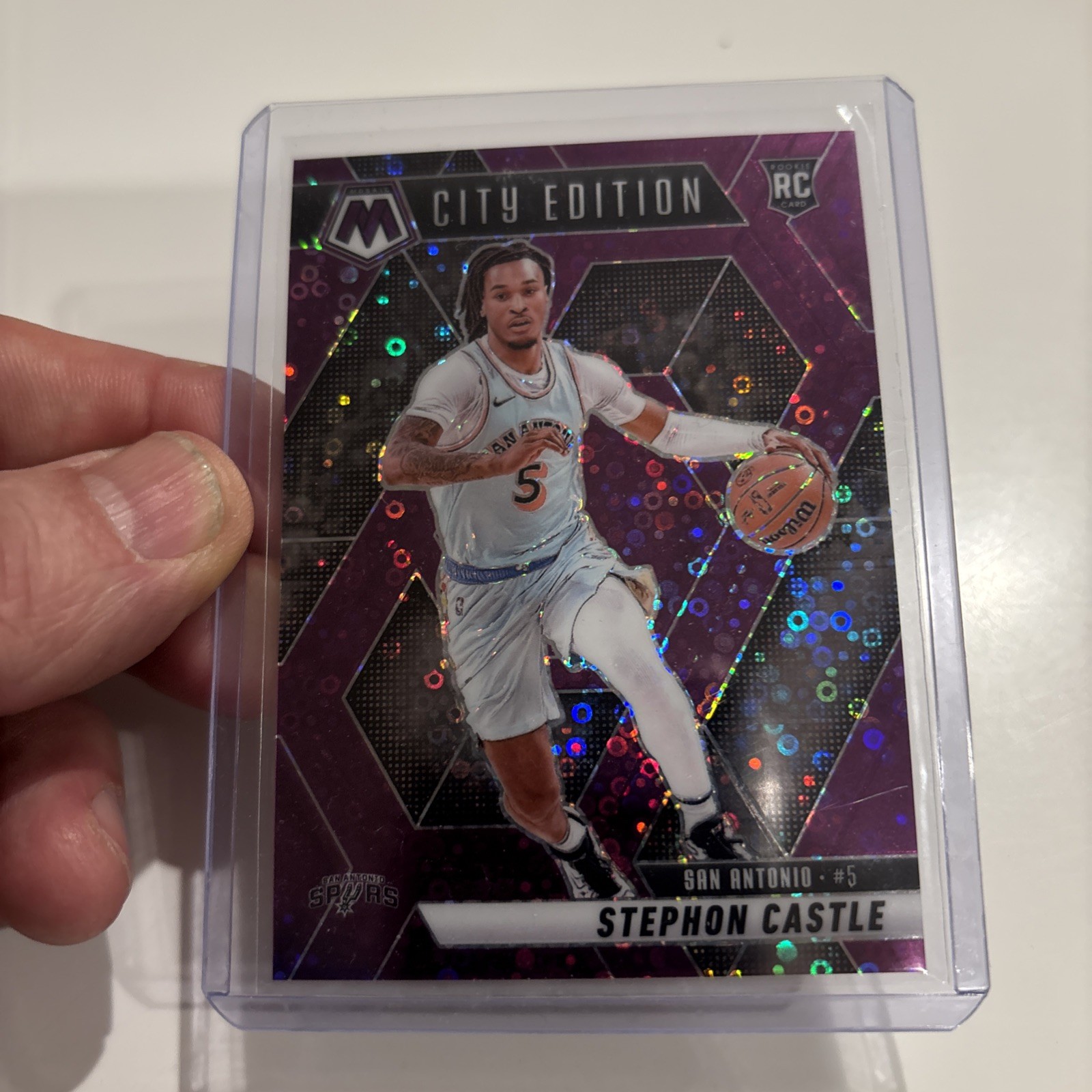 2024/25 Mosaic Stephon Castle #12/50 City Edition Purple Fast Break Rookie