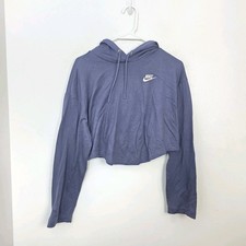 Nike Blue Cropped Boxy Oversized Athleisure Sporty Lounge Comfy Hoodie Size S
