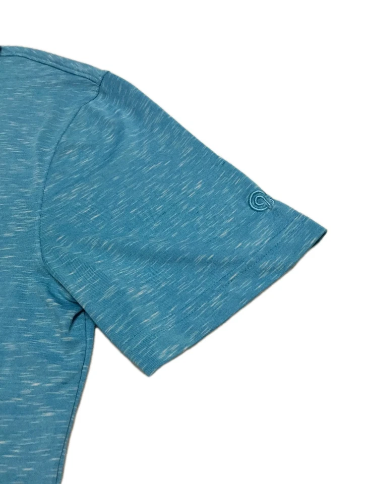 Camisa polo masculina Champion adulta azul média manga curta 1/4 botão - Imagem 4 de 4