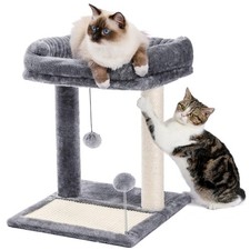 PAWZ Road Cat Scratching Post Bed, Small Cat Tree Tower with Cat Scratcher Pa...