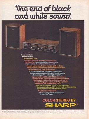 SHARP Color Stereo Life Magazine Ad 1960s Hi-Fi Audio Mid-Century