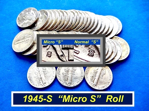 1945-S "MICRO S" Mercury Dime Roll ➳  ➳  (FS-512)