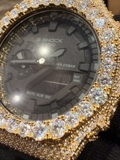 Casio G Shock Ga-2100 Watch With Moissanite Bezel Iced Diamond Mens