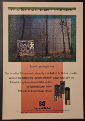 30. Rottweil Shot Cartridges Ammunition Dynamite Nobel Advertisement Advertising 1996