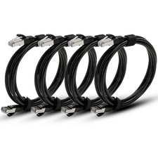 CAT8 Ethernet Cable Super Speed 45 Gbps LAN 6ft - 4 Pack Black