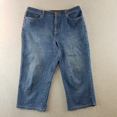 Christopher & Banks Jeans Women's Sz 16 Blue Wash Capri Normcore Stretch Waist