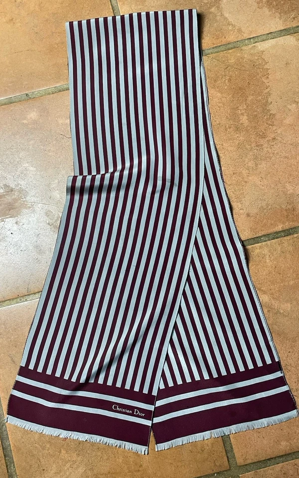 PIERRE CARDIN. CHRISTIAN DIOR. 2  LONG  VINTAGE SILK SCARF- FAB STRIPES - Image 3 of 4