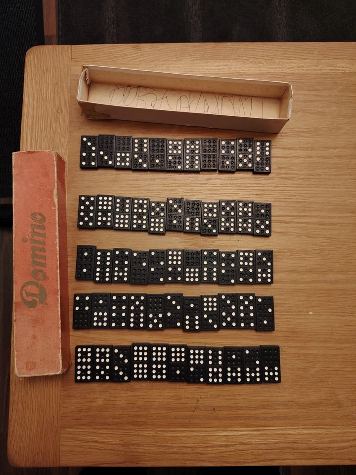 Vintage Wooden Dominoes Double Nine Dominoes Complete Set Of 55 - Image 2 of 4