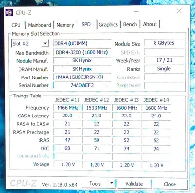 HMAA1GU6CJR6N-XN SK Hynix 8GB 1Rx16 PC4-3200-UC0-13 UDIMM Desktop Memory RAM