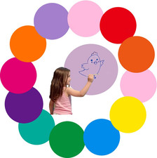 12Pack 11 Inch Color Dry Wipe Dot Circle Removable Dry Erase Circles, Whiteboard
