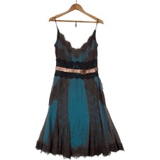 Dolce & Gabbana Dress Size 44 Green Silk Blend Lace Trim Womenswear - Preloved