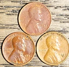 LOT OF THREE (3) OLD LINCOLN WHEAT CENTS-1929-P/D/S ALL IN GOOD OR BETTER